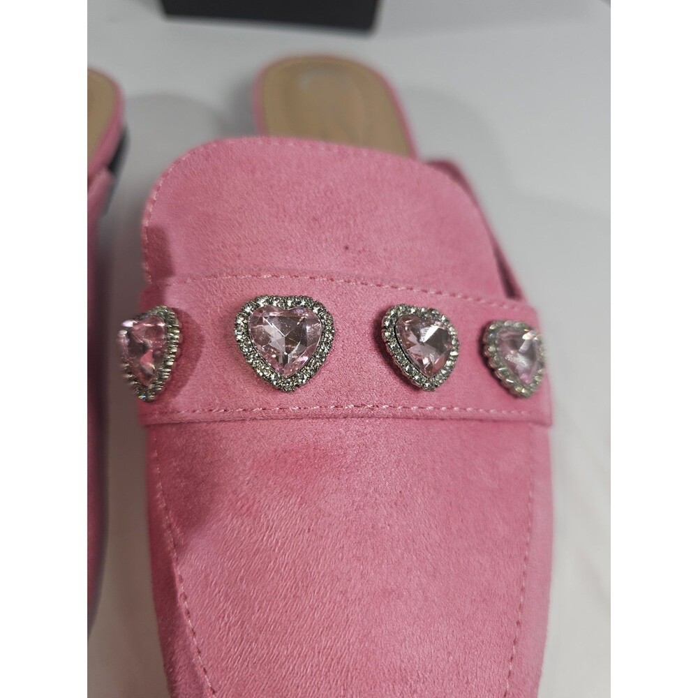 Comfort View Pink Mule Suede Slip On Flats With Hearts - Picture 7 of 7